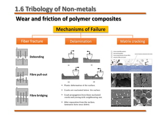 Wear and friction of polymer composites
Debonding
Fibre pull-out
Fibre bridging
1.6 Tribology of Non-metals
 