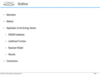 • Motivation 
• Method 
• Application to the Energy Sector: 
• ENSAD database 
• Likelihood Function 
• Bayesian Model 
• Results 
• Conclusions 
Outline 
IDRC 2014, Davos, Switzerland, 24-28 August 2014 Seite 2 
 