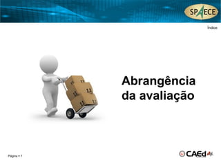 Página  7
Placeholder, enter your
own text here
Abrangência
da avaliação
Índice
 