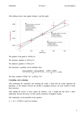 IA Spaghetti lab using force IB Physics HL | DOCX
