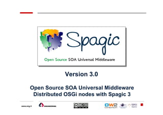 Version 3.0

        Open Source SOA Universal Middleware
         Distributed OSGi nodes with Spagic 3
                                                1
www.eng.it
 