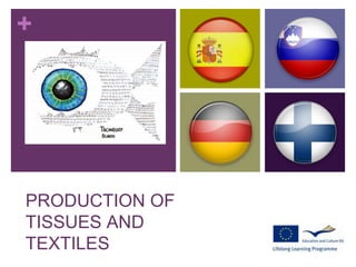 +
PRODUCTION OF
TISSUES AND
TEXTILES
 