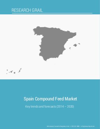 RESEARCH GRAIL
Spain Compound Feed Market
Key trends and forecasts (2014 – 2020)
Meticulously Curated in Bangalore, India | +1 585 331 8686 | info@researchgrail.com
 