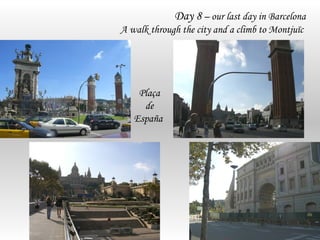 Day 8 – our last day in Barcelona
A walk through the city and a climb to Montjuïc




    Plaça
     de
   España
 
