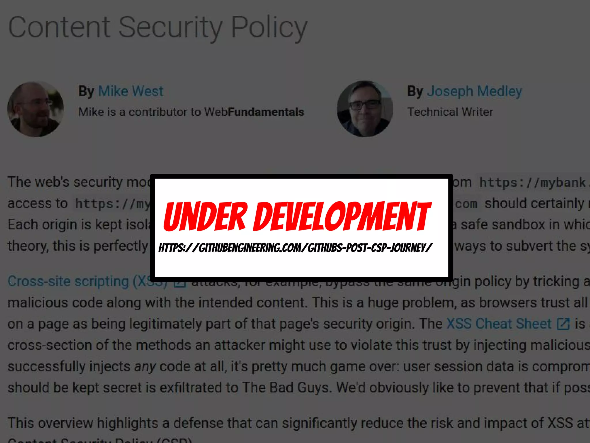 Under development
https://githubengineering.com/githubs-post-csp-journey/
 