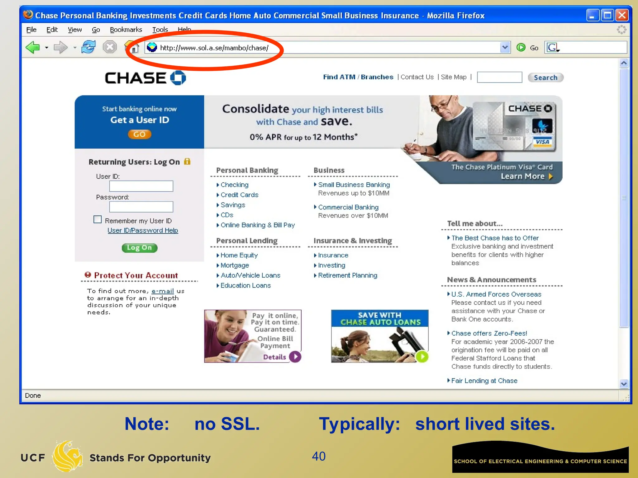 40
Note: no SSL. Typically: short lived sites.
 