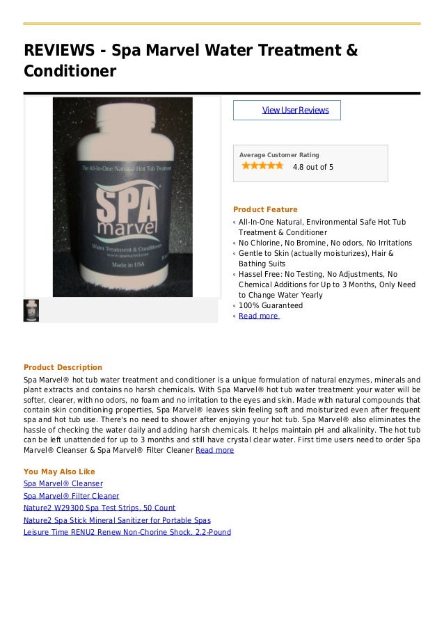 Spa marvel water treatment & conditioner