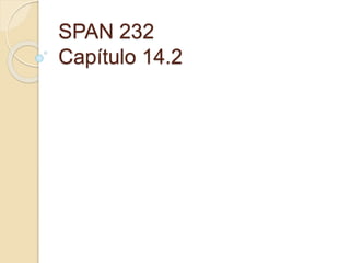 SPAN 232
Capítulo 14.2
 