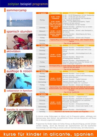 Kindercamps in Spanien 2009