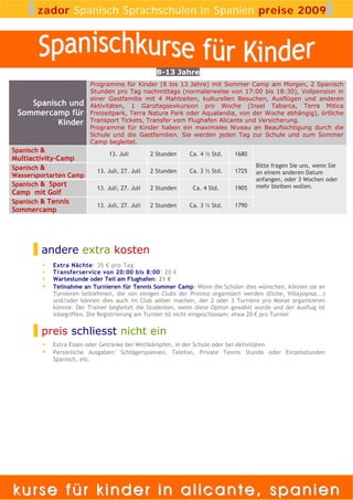 Kindercamps in Spanien 2009