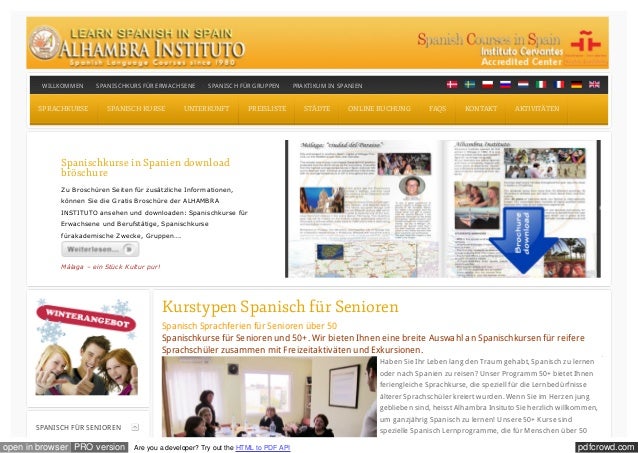 WILLKOMMEN     SPANISCHKURS FÜR ERWACHSENE       SPANISCH FÜR GRUPPEN         PRAKTIKUM IN SPANIEN       SPRACHKURSE      ...