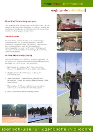 Tenniscamp in Spanien für Jugendliche