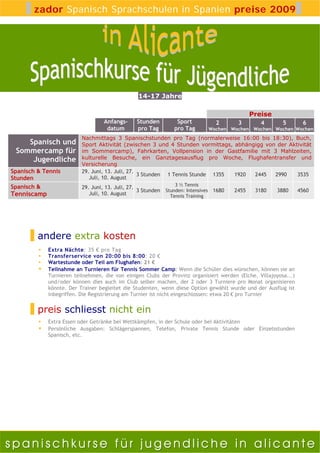 Tenniscamp in Spanien für Jugendliche