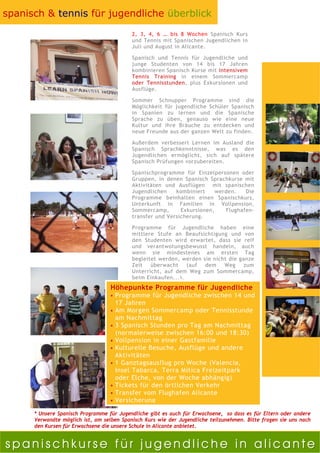 Tenniscamp in Spanien für Jugendliche