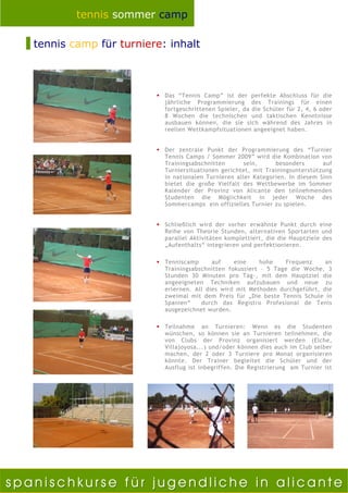 Tenniscamp in Spanien für Jugendliche