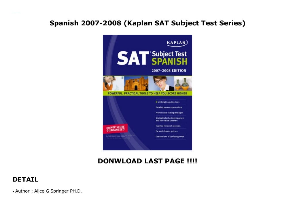 Spanish 20072008 (Kaplan SAT Subject Test Series)