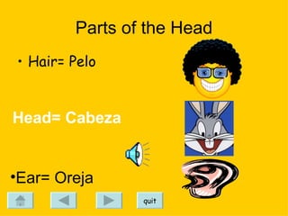Ear In Spanish Spanish Body Parts | PPT