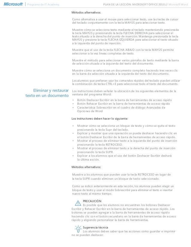 Spanish microsoft word 2010 lesson plan