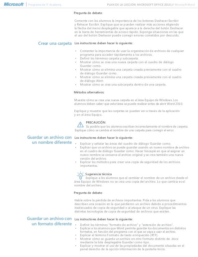 Spanish microsoft word 2010 lesson plan