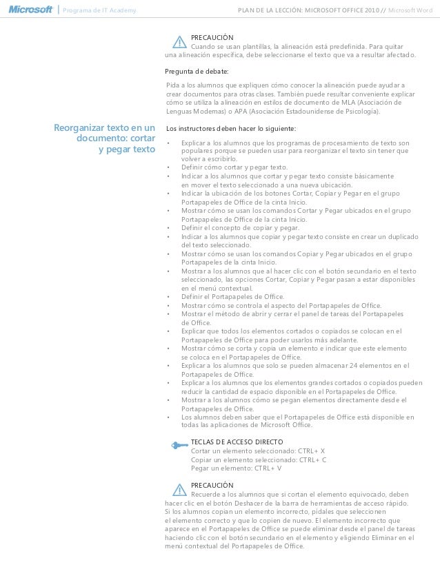 Spanish microsoft word 2010 lesson plan