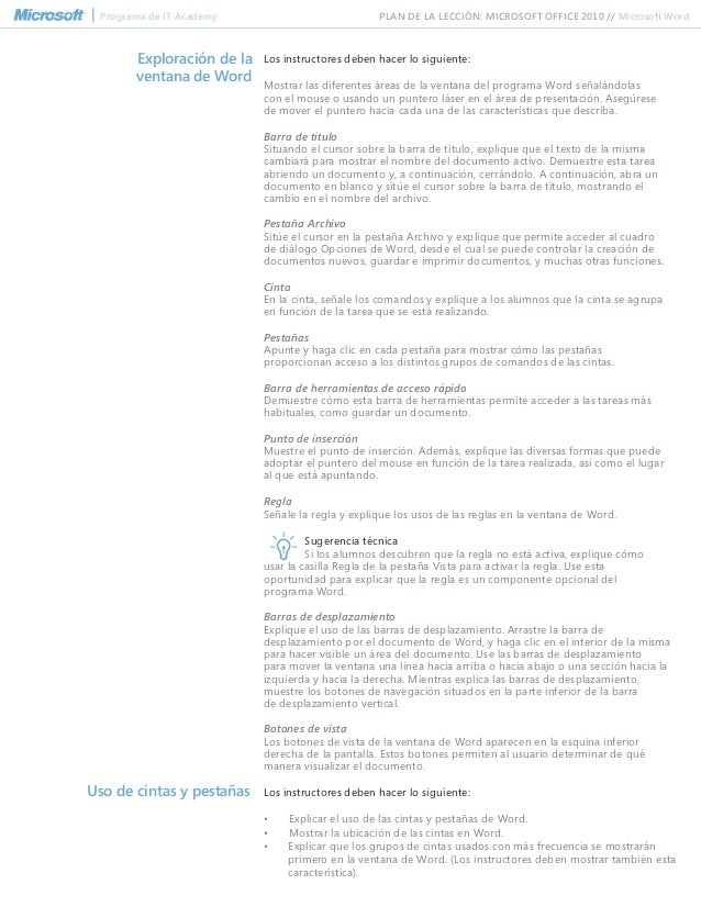 Spanish microsoft word 2010 lesson plan