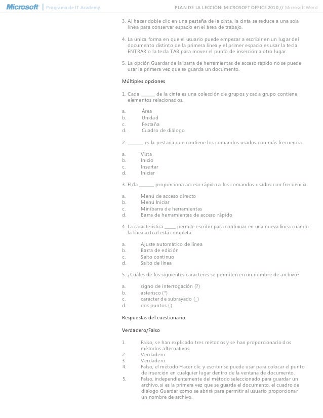 Spanish microsoft word 2010 lesson plan