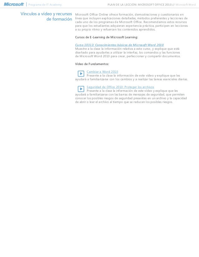 spanish microsoft word 2010 lesson plan
