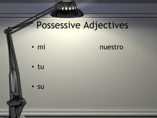 Possessive Adjectives mi  nuestro  tu  su  