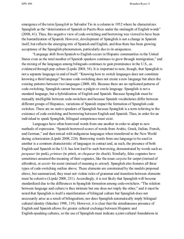 Spanglish research paper