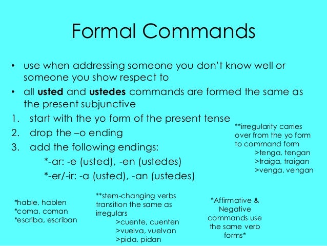 How to write a formal command in spanish image