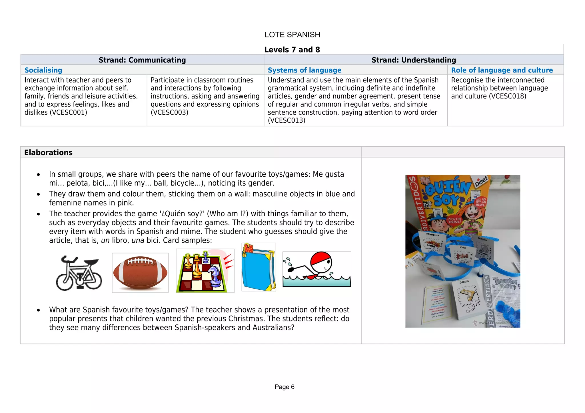 Spanish 7-10 elaborations levels 7-8 and 9-10 | PDF