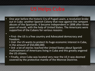 US Helps Cuba <ul><li>One year before the historic Cry of Pugad Lawin, a revolution broke out in Cuba -another Spanish Col...
