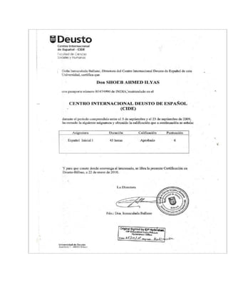 Spanish Learning Certificate