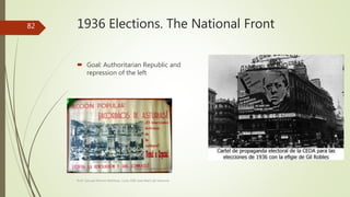 1936 Elections. The National Front
 Goal: Authoritarian Republic and
repression of the left
Prof. Samuel Perrino Martínez. Liceo XXII José Martí de Varsovia
82
 
