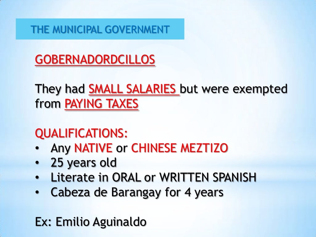 Spanish colonial government part ii