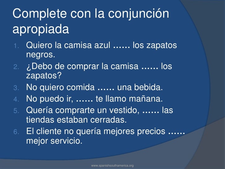 Most Common Spanish conjunctions