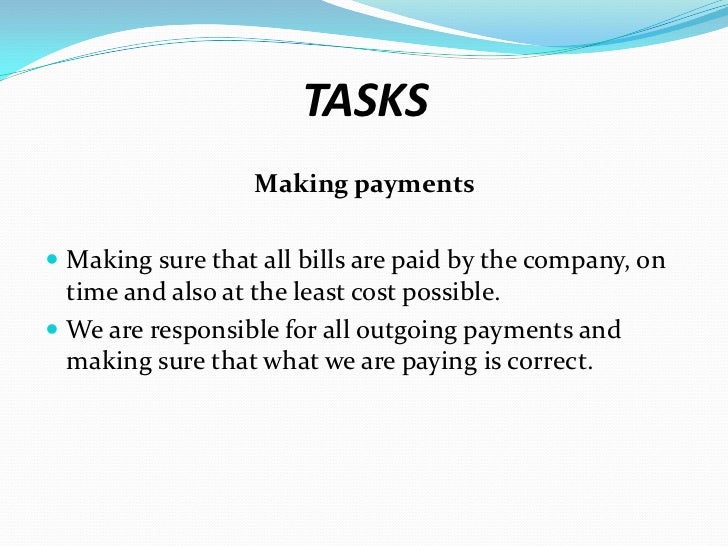 Spanish Cut - Accounting Department Tasks