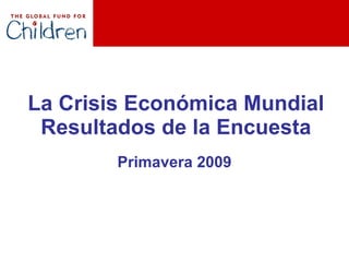 La Crisis Económica  Mundial Resultados de la Encuesta Primavera 2009 