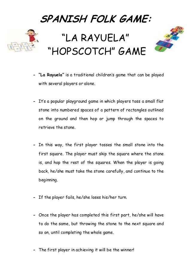 Spanish folk game the hopscotch game