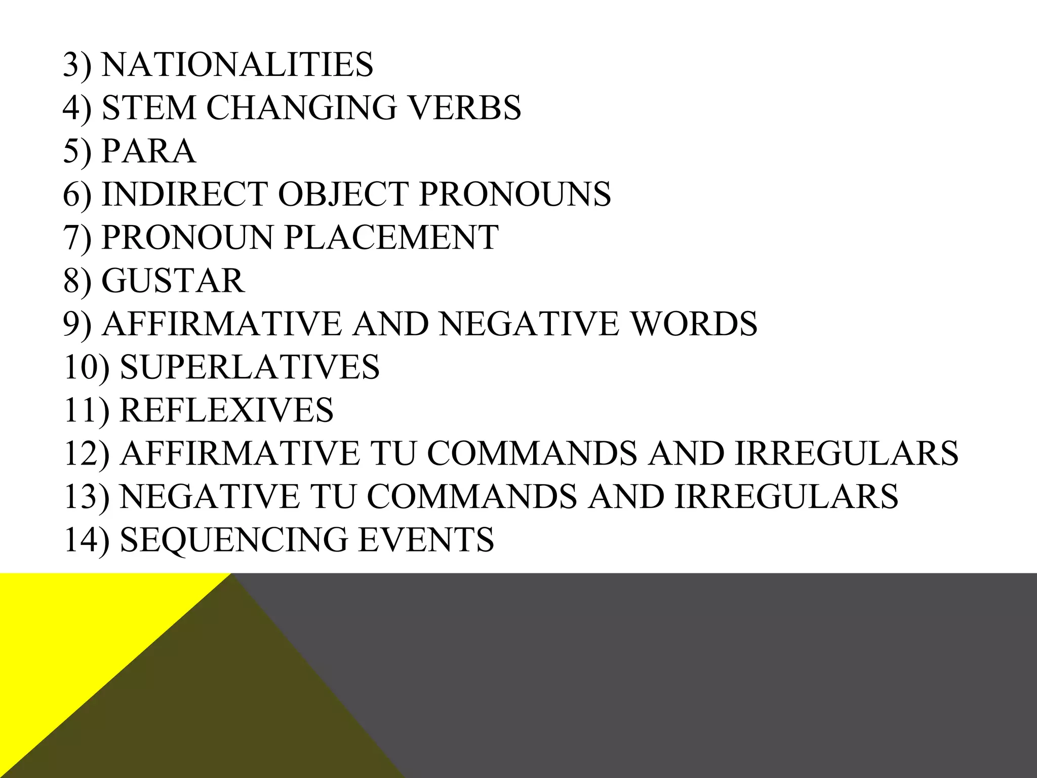 Spanish grammar book ppt