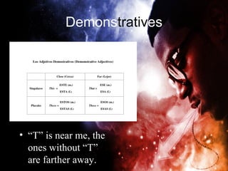 Demonstratives




• “T” is near me, the
  ones without “T”
  are farther away.
 