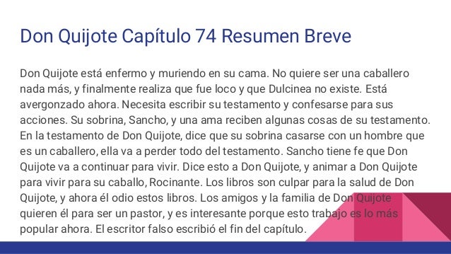 Don Quijote Capitulo 74 Analisis