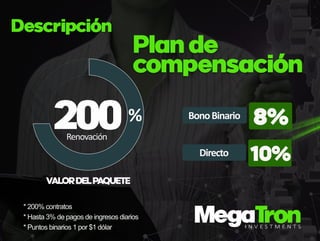 D
e
s
c
r
i
p
c
i
ó
n
*
2
0
0
%c
o
n
t
r
a
t
o
s
*
H
a
s
t
a
3
%d
e
p
a
g
o
s
d
e
i
n
g
r
e
s
o
s
d
i
a
r
i
o
s
*
P
u
n
t
o
s
b
i
n
a
r
i
o
s
1
p
o
r
$
1
d
ó
l
a
r
2
0
0
%
V
A
L
O
R
D
E
L
P
A
Q
U
E
T
E
R
e
n
o
v
a
c
i
ó
n
B
o
n
o
B
i
n
a
r
i
o
D
i
r
e
c
t
o
8
%
1
0
%
P
l
a
n
d
e
c
o
mp
e
n
s
a
c
i
ó
n
 