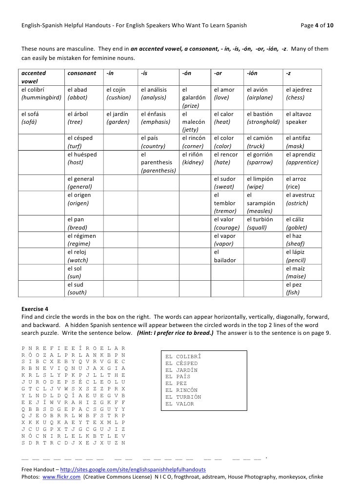 Gender And Number Of Nouns In Spanish Worksheet Breadandhearth
