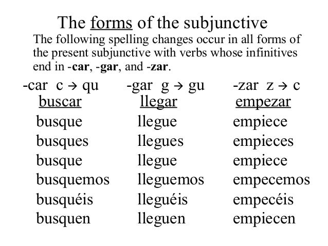 spanish present subjunctive notes subjunctive form spanish
