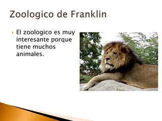    El zoologico es muy
    interesante porque
    tiene muchos
    animales.
 