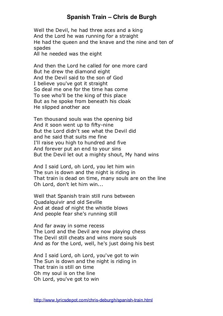 Spanish Train By Chris De Burgh Lyrics Spanish Train By Chris De Burgh Lyrics