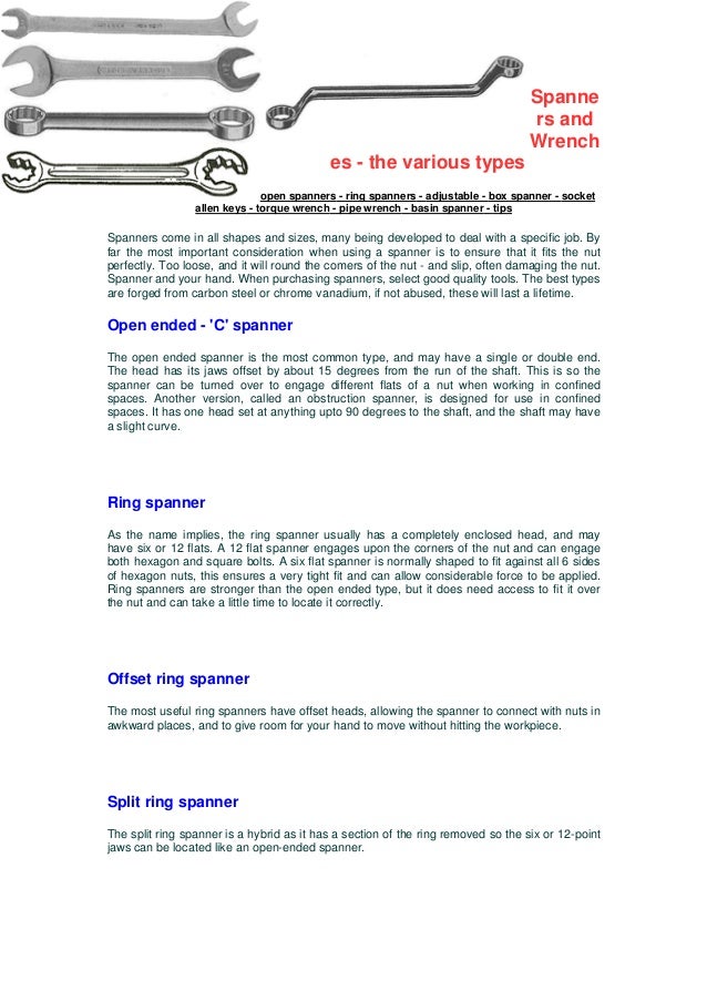 Spanners And Wrenches