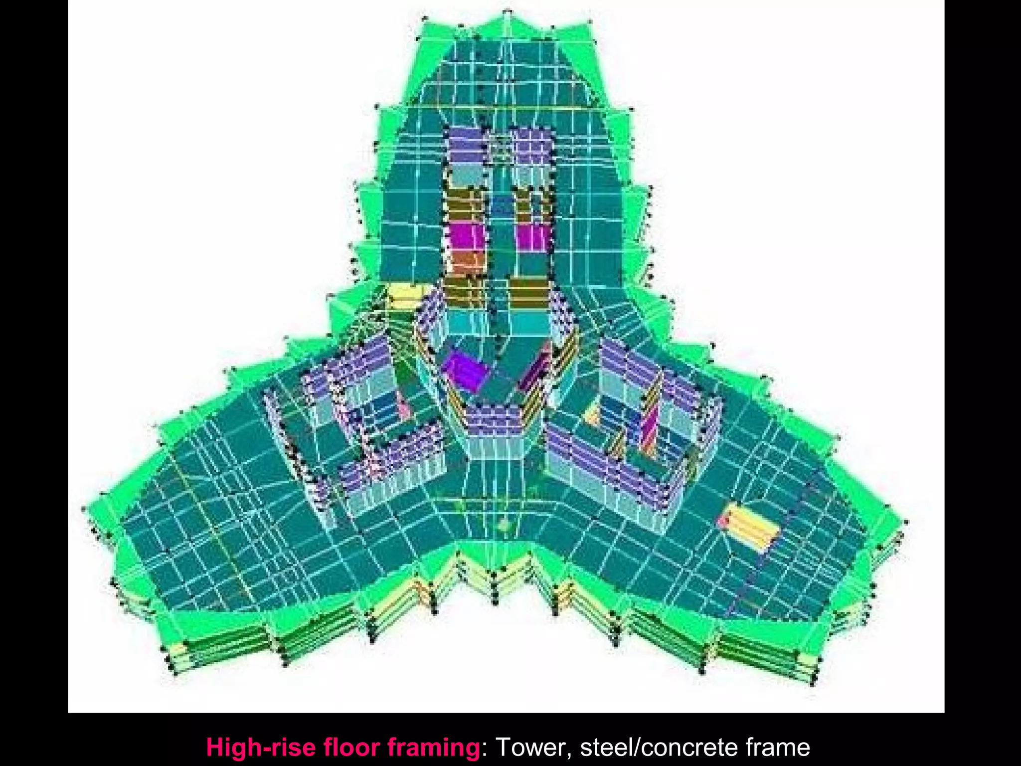 High-rise floor framing: Tower, steel/concrete frame
 