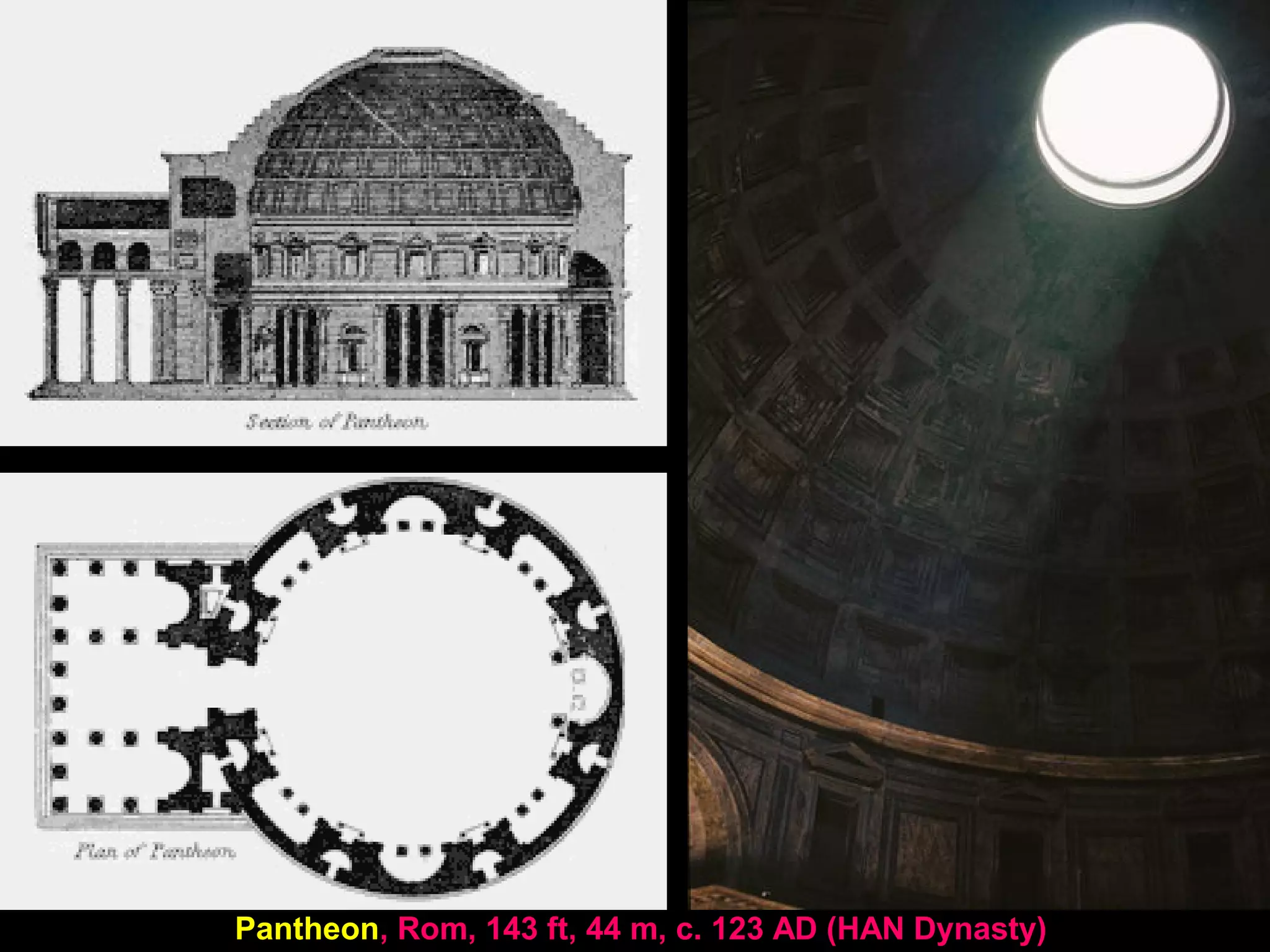 Pantheon, Rom, 143 ft, 44 m, c. 123 AD (HAN Dynasty)
 